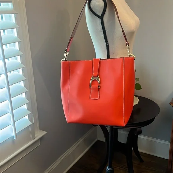 Dooney & Bourke Orange Leather Shoulder Bag - Picture 13 of 13